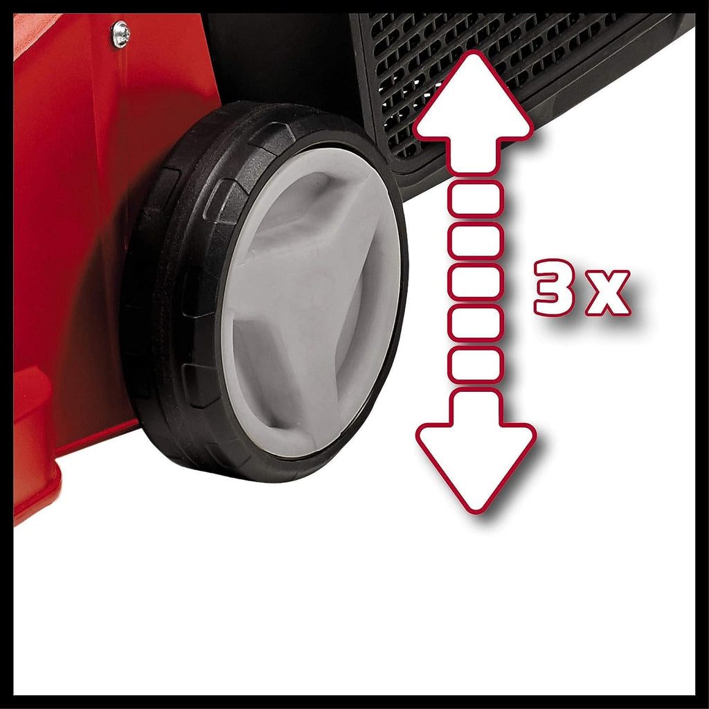 Einhell Elektro-Rasenmäher GC-EM 1032 (1.000 W, empfohlen für Rasenflächen bis 300 m², 3-stufige Einzelrad-Schnitthöhenverstellung, klappbarer Führungsholm, 30 l-Grasfangbox)