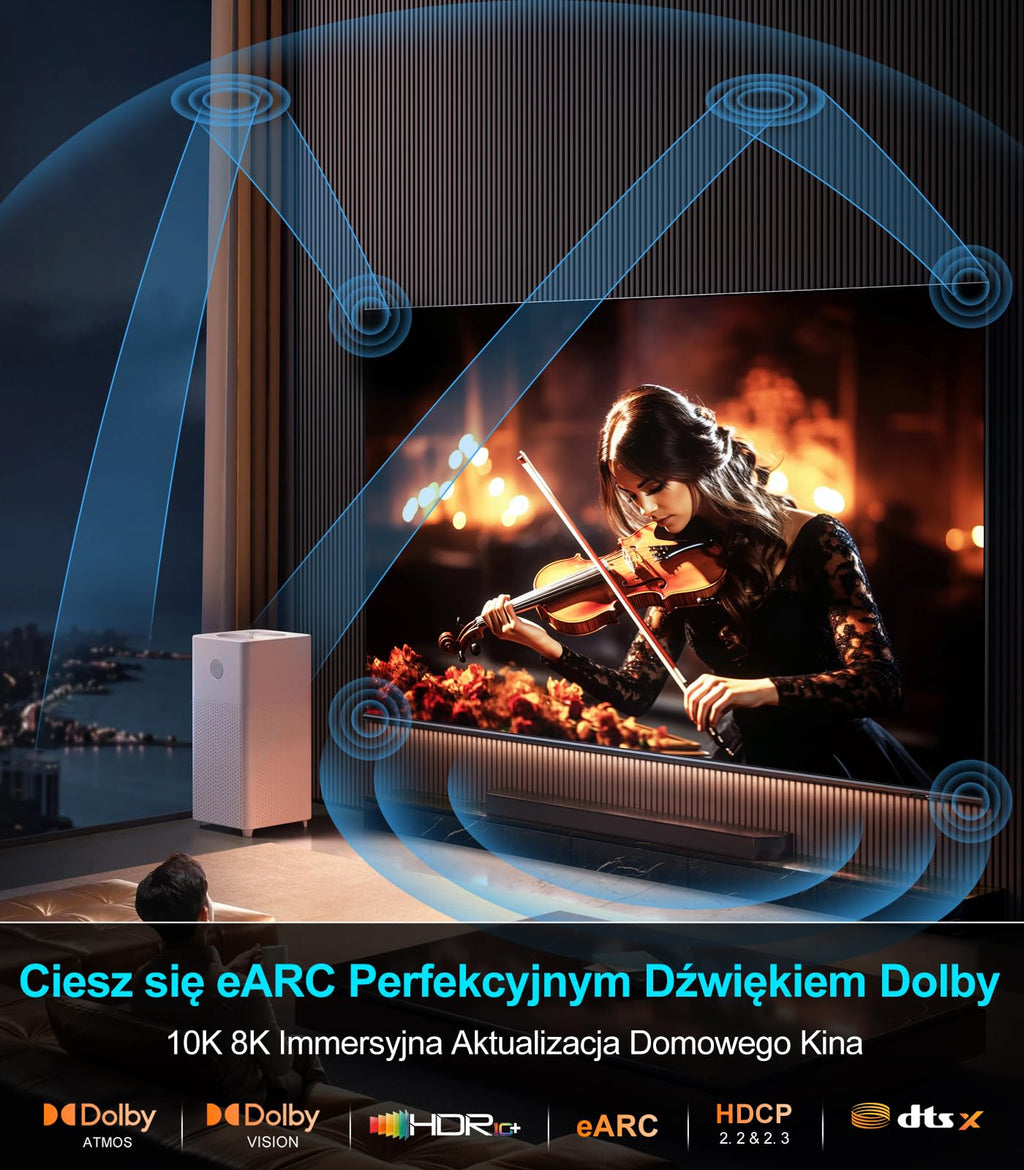 Sniokco 10K 8K 4K Kabel HDMI 2.1 48Gbps 2M Certyfikowany Ultra Wysokiej Prędkości Kabel HDMI® 0.01ms 4K 240Hz 165Hz 120Hz 8K 60Hz eARC Netflix HDCP 2.3 2.2 HDR10+ TV Monitor Projektor Roku X-box