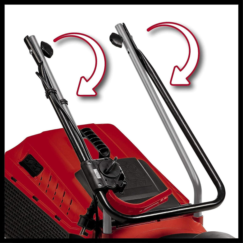 Einhell Elektro-Rasenmäher GC-EM 1032 (1.000 W, empfohlen für Rasenflächen bis 300 m², 3-stufige Einzelrad-Schnitthöhenverstellung, klappbarer Führungsholm, 30 l-Grasfangbox)