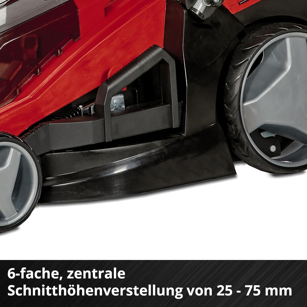 Einhell Akku-Rasenmäher GE-cm 36/43 Li M-Solo Power X-Change (36 V, 43 cm Schnittbreite, bis 600 m², Brushless, Mulchfunktion, 63L Fangkorb, 25-75 mm Schnitthöhe, ohne Akku)