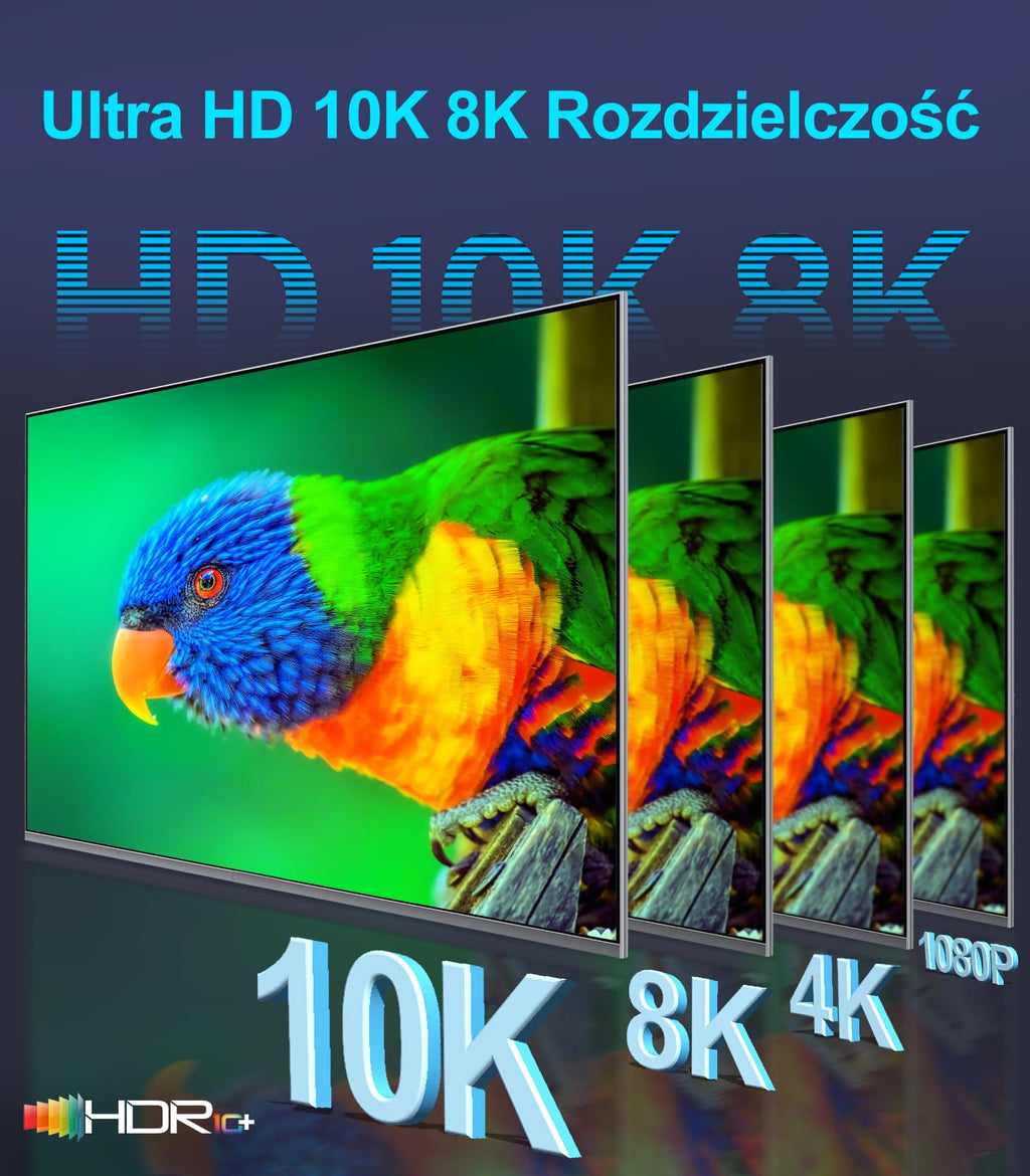 Sniokco 10K 8K 4K Kabel HDMI 2.1 48Gbps 2M Certyfikowany Ultra Wysokiej Prędkości Kabel HDMI® 0.01ms 4K 240Hz 165Hz 120Hz 8K 60Hz eARC Netflix HDCP 2.3 2.2 HDR10+ TV Monitor Projektor Roku X-box