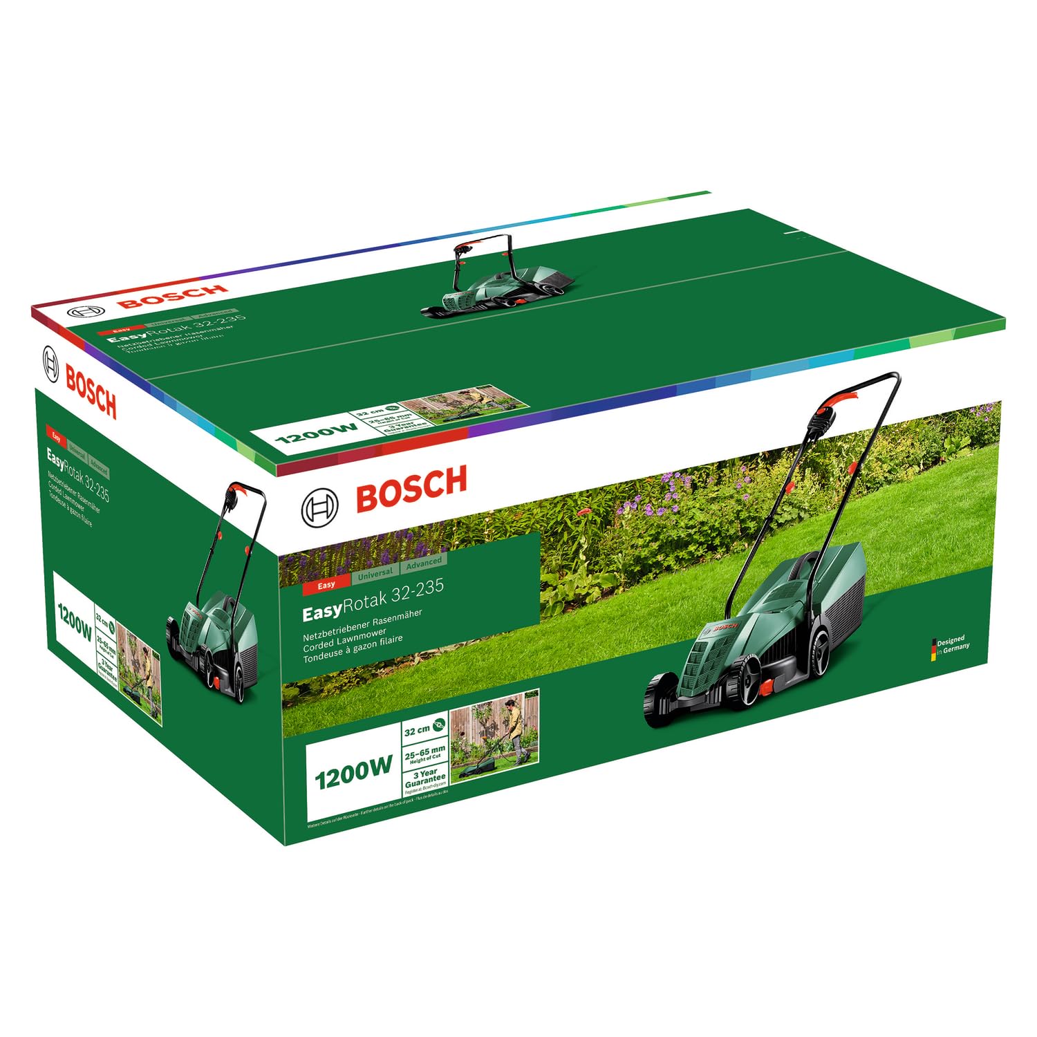 Bosch kabelgebundener Rasenmäher EasyRotak 32-235 (1200-W-Motor, Schnittbreite: 32 cm, 31-Liter-Grasfangkorb, optimal für kleinere Gärten)