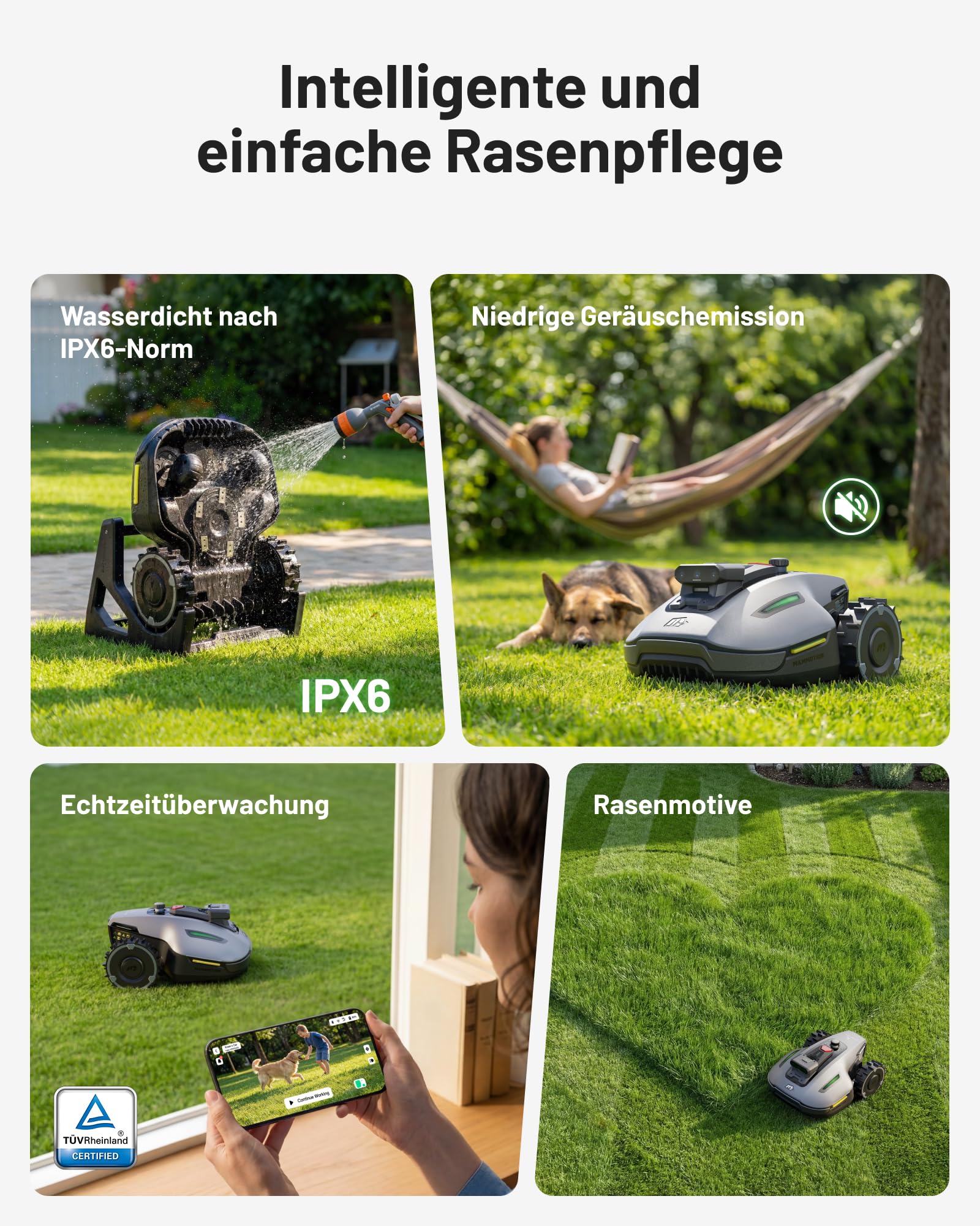 MAMMOTION YUKA mini 2 500 Mähroboter ohne Begrenzungskabel, Empf. 500 m², Kein RTK, Kein Signalabbruch, KI TrueVision-Navigation, Auto-Mehrzonen-Kartierung, DropMow, RWD für 45% Steigung, 4.5Ah-Akku