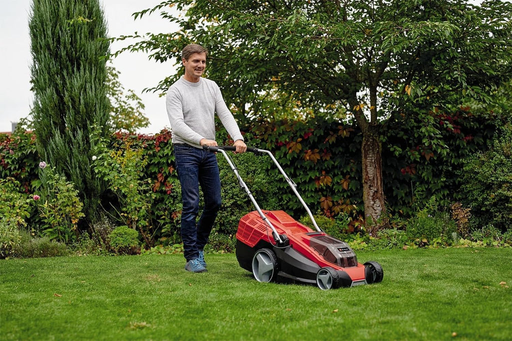 Einhell Akku-Rasenmäher GE-cm 36/43 Li M-Solo Power X-Change (36 V, 43 cm Schnittbreite, bis 600 m², Brushless, Mulchfunktion, 63L Fangkorb, 25-75 mm Schnitthöhe, ohne Akku)