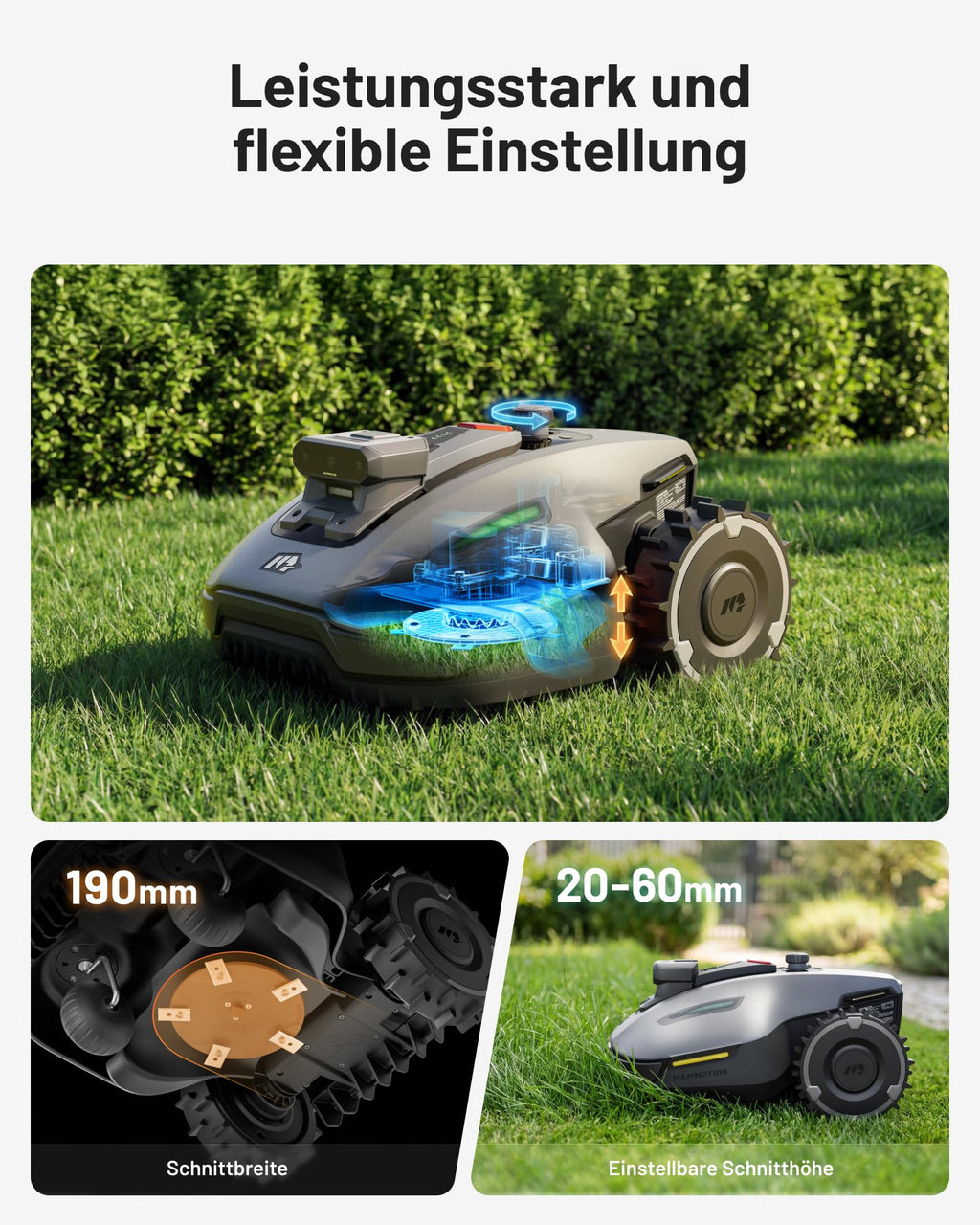 MAMMOTION YUKA mini 2 500 Mähroboter ohne Begrenzungskabel, Empf. 500 m², Kein RTK, Kein Signalabbruch, KI TrueVision-Navigation, Auto-Mehrzonen-Kartierung, DropMow, RWD für 45% Steigung, 4.5Ah-Akku