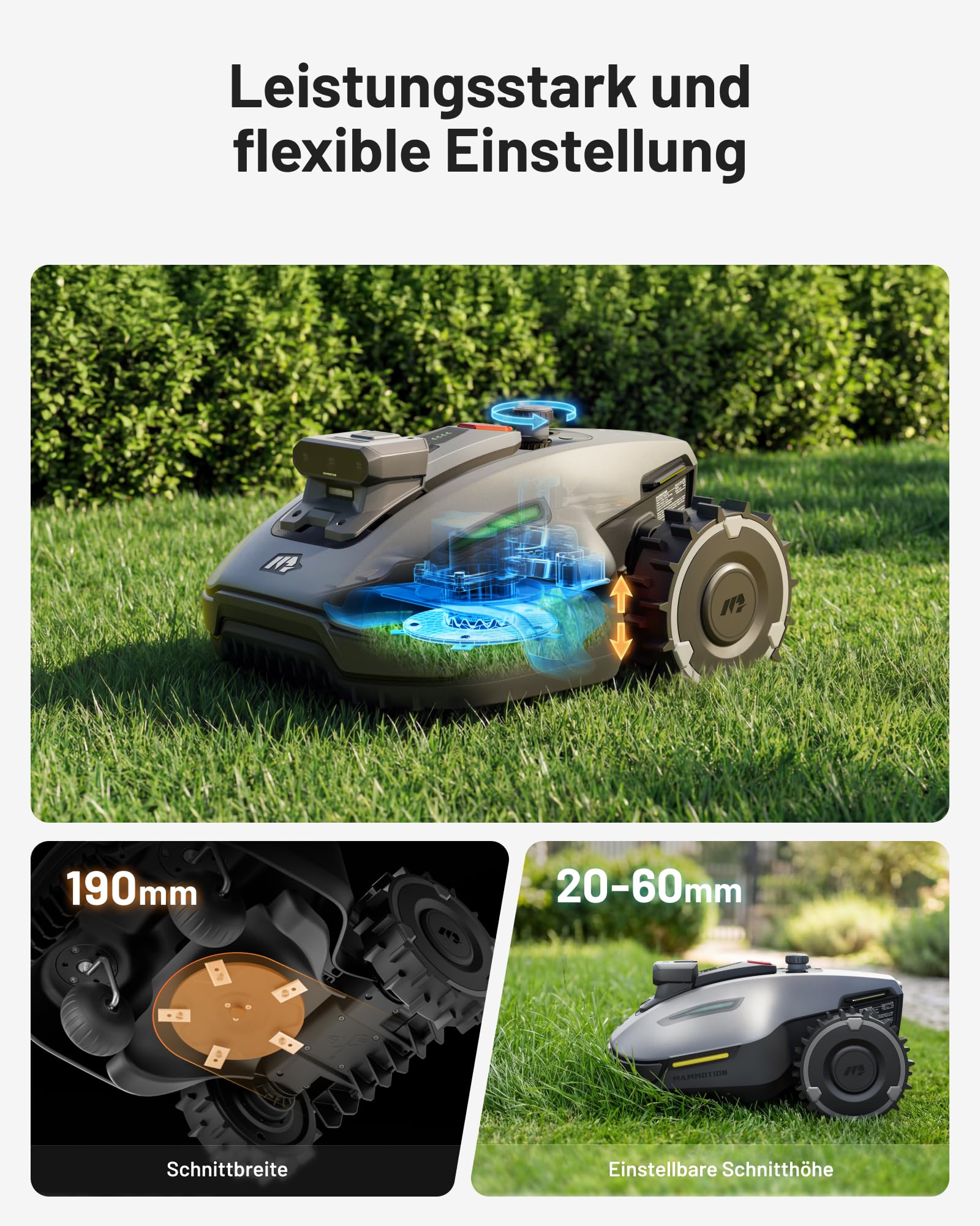 MAMMOTION YUKA mini 2 500 Mähroboter ohne Begrenzungskabel, Empf. 500 m², Kein RTK, Kein Signalabbruch, KI TrueVision-Navigation, Auto-Mehrzonen-Kartierung, DropMow, RWD für 45% Steigung, 4.5Ah-Akku