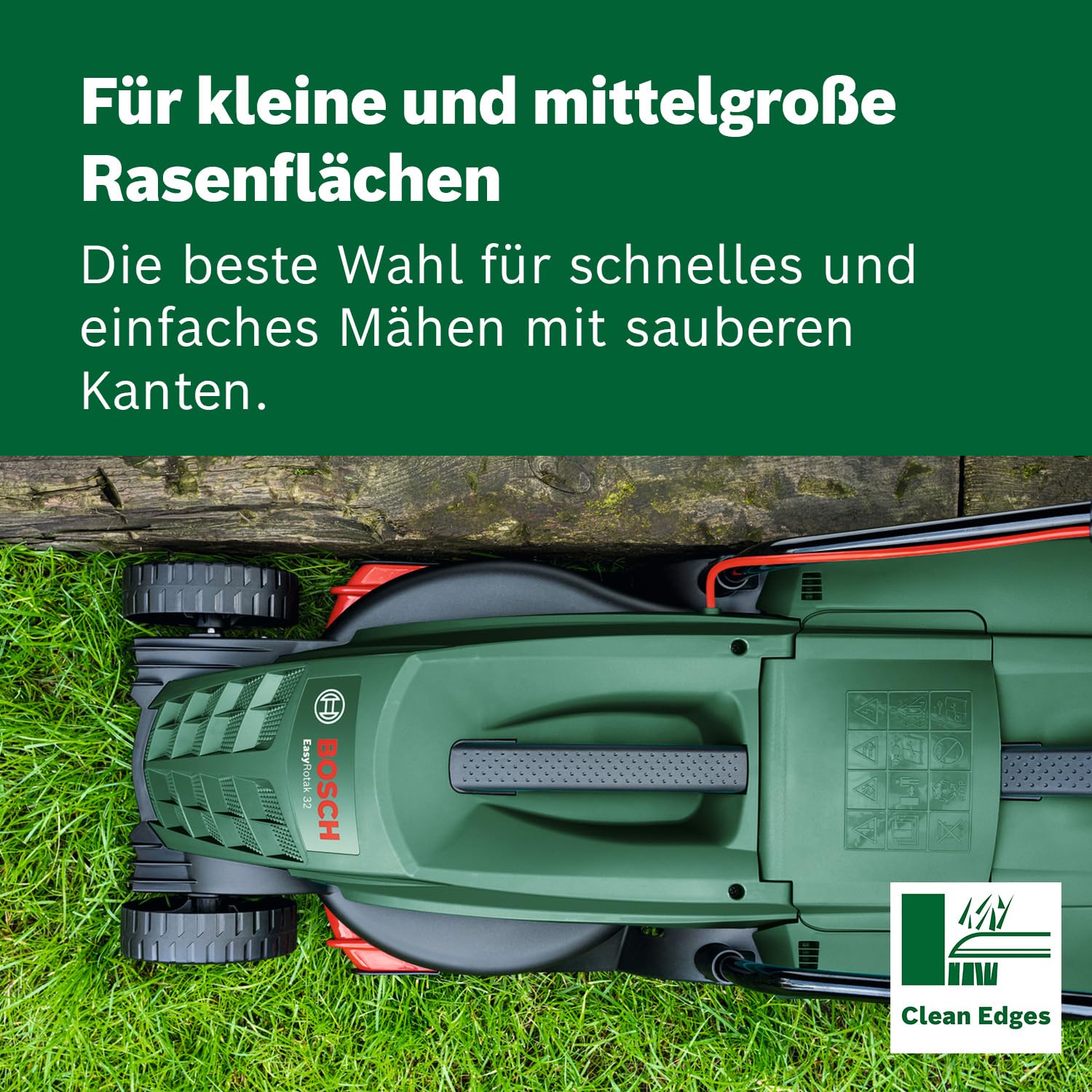 Bosch kabelgebundener Rasenmäher EasyRotak 32-235 (1200-W-Motor, Schnittbreite: 32 cm, 31-Liter-Grasfangkorb, optimal für kleinere Gärten)