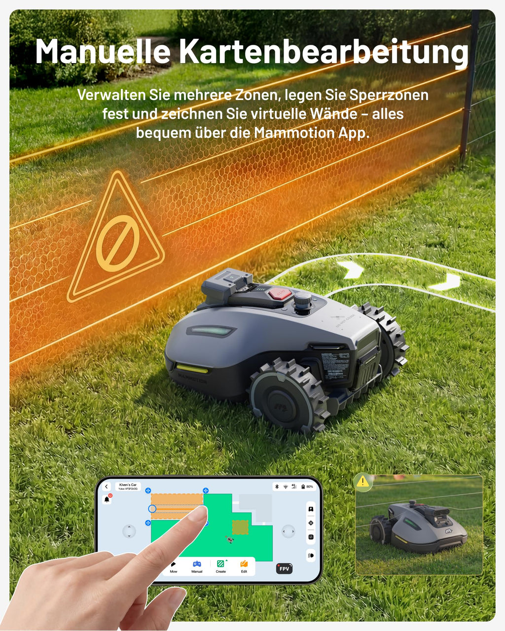 MAMMOTION YUKA mini 2 500 Mähroboter ohne Begrenzungskabel, Empf. 500 m², Kein RTK, Kein Signalabbruch, KI TrueVision-Navigation, Auto-Mehrzonen-Kartierung, DropMow, RWD für 45% Steigung, 4.5Ah-Akku